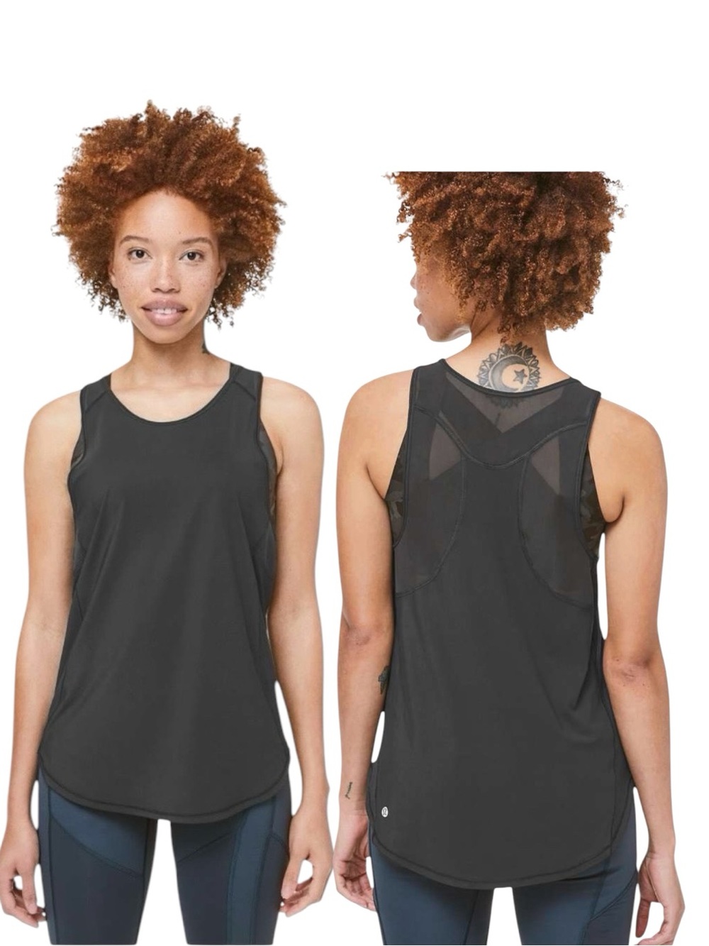 LululemonSculpt Tank Top Black Size M Mesh Back Sweat Wicking Running Yoga
